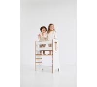 Torre di apprendimento Double Slim, Torre di apprendimento in legno, per fratelli, Torre di scoperta per due bambini, Sedia educativa in legno, Learning Tower Montessori, Kitchen Helper (bianco)