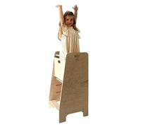 Torre di apprendimento in legno extra sicura | Utensile da cucina Montessori | Piattaforma regolabile | Kitchen Helper | Mobili da cucina sicuri | Scala da cucina integrata (naturale)