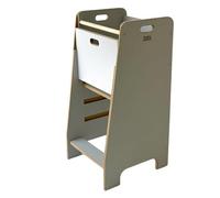 Torre di apprendimento in legno extra sicuro | Montessori Küchenhelfer | Sgabello da cucina | Piattaforma regolabile | Kitchen Helper | Mobili da cucina sicuri | Scala da cucina integrata (Grigio)