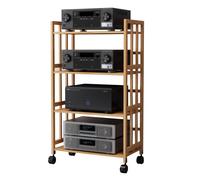 Torre di archiviazione multimediale a 4 livelli, supporto audio/video mobile con supporto giradischi, armadio per apparecchiature stereo DVD/CD, per centro di intrattenimento domestico