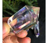 Torre di cristallo a doppio punto in cristallo trasparente bianco naturale con alone elettrolitico Bellissimo cristallo raccolta domiciliare (Color : One Size, Size : 5-6CM)