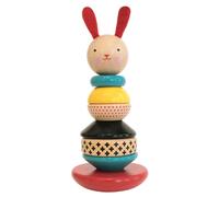 Petit Collage Modern Bunny Wooden Stacking Toy - Solid Wooden Stacking Rings for