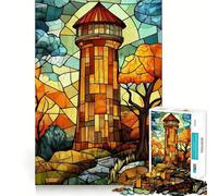 Torre di vetrate colorate per adolescenti, puzzle da 1000 pezzi, sfida per la mente, divertimento condiviso, taglio netto, calda sorpresa 38x52cm