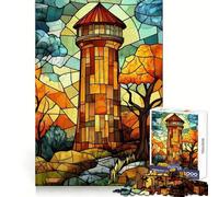 Torre di vetrate colorate per adolescenti, puzzle da 1000 pezzi, sfida per la mente, divertimento condiviso, taglio netto, calda sorpresa 50x75cm