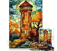 Torre di vetrate colorate per adolescenti, puzzle da 1000 pezzi, sfida per la mente, divertimento condiviso, taglio netto, calda sorpresa 38x52cm