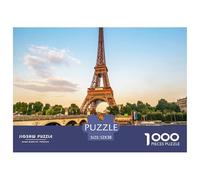 Torre Eiffel 1000 pezzi per adulti e adolescenti: Torre Eiffel sul ponte sul fiume e barche alla luce del giorno, gioco educativo per la decorazione murale 52x38 cm/1000 pezzi