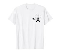 Torre Eiffel Aereo Cuore Tasca Parigi Francia Souvenir Maglietta
