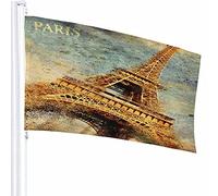 Torre Eiffel Bandiera Decor 3x5 Ft Parigi Cielo Maculato Architettura Paesaggi Viaggio Geometrico Pastello Poliestere Stampato Motivo Decorazioni per Esterni per Case e Giardini