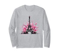 Torre Eiffel con fiori di ciliegio, souvenir vintage di Parigi Maglia a Manica