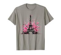 Torre Eiffel con fiori di ciliegio, souvenir vintage di Parigi Maglietta