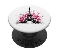 Torre Eiffel con fiori di ciliegio, souvenir vintage di Parigi PopSockets PopGrip Adesivo