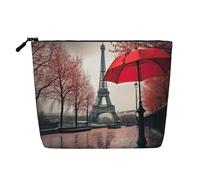 Torre Eiffel Con Ombrello Rosso Stampa Trucco Da Donna Trucco Sacchetto Della Chiusura Lampo Sacchetto di Immagazzinaggio di Viaggio Sacchetto di