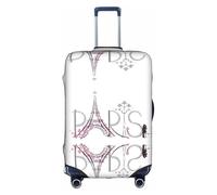 Torre Eiffel con Parigi Coppia Viaggio Fiori Floreale Bagagli Valigia Trolley Protettore Elastico Lavabile Anti Graffio Fit 45-81 cm, bianco, S