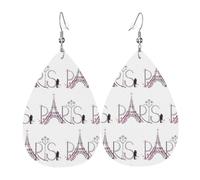 Torre Eiffel con Parigi Coppia Viaggio Fiori Floreali Orecchini in Pelle Per Le Donne Pendenti, Orecchini A Goccia Piercing Gioielli Leggeri Regali Per Donne Ragazze