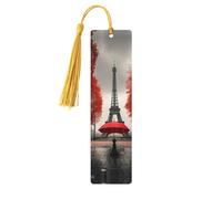 Torre Eiffel con stampa ombrello rosso, accessori da lettura, segnalibri in legno, segnalibri unici per libri con copertina rigida, diari