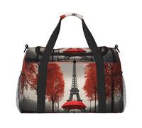 Torre Eiffel con stampa ombrello rosso ampio spazio borsone da viaggio Carry On Tote 50 x 33 x 25,9 cm elegante tote per palestra