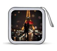 Torre Eiffel Coppie Abbracciare sotto gli ombrelli CD Case Holder Portable 40 Capacità DVD Wallet Storage Organizer per Auto Viaggi, Stile:, Taglia unica