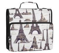 Torre Eiffel Disegno A Mano 3 Anelli Raccoglitore Organizzatore con Tracolla & Maniglia Impermeabile Portfolio Raccoglitore Adatto per Scuole Medie Bolsa de Cremallera