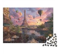 Torre Eiffel paesaggio romantico della città Puzzle 1000 Pezzi carta Puzzle per Adulti mongolfiera tramonto relax concentrazione decorazione regalo 70x50cm/1000pcs
