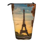 Torre Eiffel Parigi Autunno Stampa Telescopica Piedi Pencil Bag/Stand Up Cancelleria Bag/Makeup Bag/Storage Case, Nero , Taglia unica