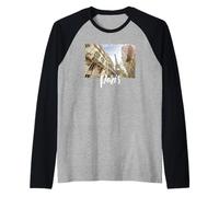 Torre Eiffel Parigi Francia Street View Maglia con Maniche Raglan