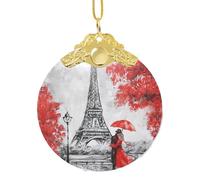 Torre Eiffel Parigi Pittura Stampa Ornamenti Appesi Per La Decorazione Domestica, Albero Di Natale Grande Pendente Decorazioni Per La Casa