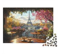 Torre Eiffel Parigi Puzzle 1000 Pezzi per Adulti Relax Caffè 52x38cm/1000pcs