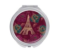 Torre Eiffel Parigi Specchio compatto rotondo tascabile specchio trucco specchio doppio lato ingrandimento pieghevole portatile specchio a mano