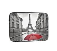 Torre Eiffel Parigi Street Red Umbrella Print Laptop Sleeve Custodia per laptop Borsa per laptop Moda Borsa per laptop Durevole Valigetta per Uomo Donna Borsa da 12 pollici