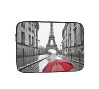 Torre Eiffel Parigi Street Red Umbrella Print Laptop Sleeve Custodia per laptop Borsa per laptop Moda Borsa per laptop Durevole Valigetta per Uomo Donna Borsa da 15 pollici