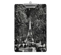Torre Eiffel Parigi Torre Eiffel Francia Appunti in acrilico formato lettera con clip in metallo Robusta lavagna in plastica rigida Porta documenti per ufficio casa posto di lavoro