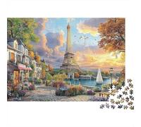 Torre Eiffel Puzzle 1000 Pezzi Adulti Torre Eiffel Parigi Tramonto Premium Spesse Resistenti Vivaci Stimolanti Antistress Gioco Regalo Famiglia 38x26cm/1000pz