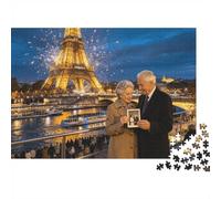 Torre Eiffel Puzzles 1000 Pezzi Riciclato Carta Crepuscolo di Parigi Puzzle per Bambini e Bambine Regalo Divertente e Attività per Casa Ottimo Regalo for Child‘s Compleanno 38x26cm/1000pcs