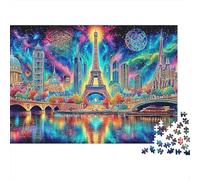 Torre Eiffel Rompicapo 1000 Pz Parigi Neon Non Sbiadisce Per Bambini Educativi Pezzi Non Si Confondono Dimensione Ideale 38x26cm/1000pcs