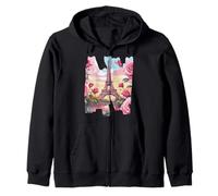 Torre Eiffel Rose Paris Souvenir Bonjour Costume Francese Felpa con Cappuccio