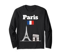 Torre Eiffel Souvenir Parigi Arc De Triomphe Bandiera Francia Maglia a Manica