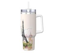 Torre Eiffel Stampa 1,18 once Ice Bully con manico Cannuccia Tazza termica sottovuoto - Thermos per bevande calde e fredde