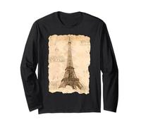 Torre Eiffel Vintage Design retrò Old Paris Lovers Gift Maglia a Manica