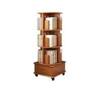 Torre for scaffali girevole a 3/4 livelli, scaffale for libri, libreria moderna in legno con cassetti, adatta for camera da letto, soggiorno, studio(Color-2,47.5x47.5x122cm)