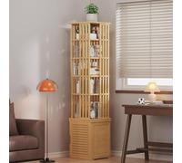 Torre Girevole, Girevole A 360°, Scaffale Espositivo In Bambù Con Mobiletto Portaoggetti, Scaffale Per Libri Stretto Da Pavimento, Per Casa/Ufficio/Studio, Legno, 7 Livelli 14,1X14,1X78,7 Pollici