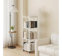 Torre Girevole per Libri a 3/4/5 Livelli scaffale di stoccaggio rotante torre libreria Metallo Libreria Rotante Salvaspazio Libreria Girevole Bianca Torre Espositiva con ruote Per Soggiorno Camera Da