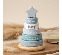 Torre impilabile personalizzata blu con stella per la nascita – Pressione