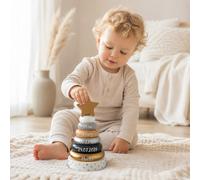 Torre impilabile personalizzata per la nascita – Argento-Oro con stella – Senza personalizzazione