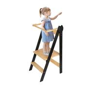 Torre Montessoriana di Apprendimento Pieghevole Multiuso Learning Tower in Legno Naturale di Betulla per Bambini 1-6 Anni-87 * 42 * 38,5 cm-88 * 45 * 45 cm-caffè nero