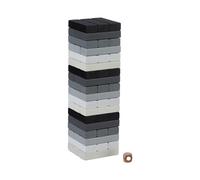 Relaxdays Torre Traballante, Gioco di Abilità con 54 Blocchi in Legno, con Dadi, HLP 26,5 x 7,5 x 7,5 cm, Colorata