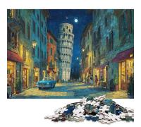 Torre pendente di Pisa di notte Puzzle in Legno Adulto 1000 Pezzi Per Gioco Familiare Gioco Education Regalo Per Amore E Amico Decorazione Interna Unica Stress Relief Toy 1000pcs (75x50cm)