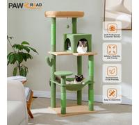 Torre per albero per gatti con cactus per gatti di grandi dimensioni con grande amaca in peluche di metallo per gatti da interni con casa condominio a 2 porte con grande posatoio superiore AMT0110GN-M