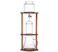 Torre per caffè freddo, Con supporto in legno, gocciolatore a velocità regolabile, caffettiera in vetro, regalo for gli amanti del caffè, prepara 6-8 tazze di(600ml)
