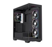 Torre per PC ATX Einarex PRISMA S700 RGB in vetro temperato nero con 9 ventole e supporto da 360 mm