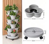 Torre portavasi verticale in plastica a più ripiani impilabile per fragole, adatta per giardini domestici, erbe aromatiche, fiori e verdure, con ruote mobili. 1,2,3,4,5,6,7,8,9,10ABS